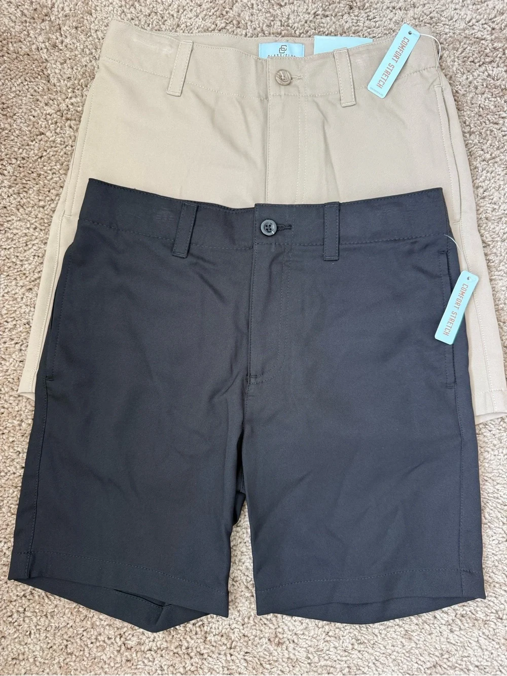 Class Club Boys' Black and Khaki Uniform Shorts - 2-Pack